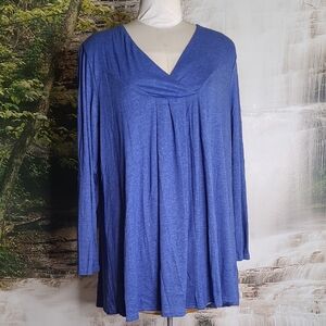 New with tags! Amzplus Womens 4X Blue V Neck Long Sleeve Flowy Tunic Top